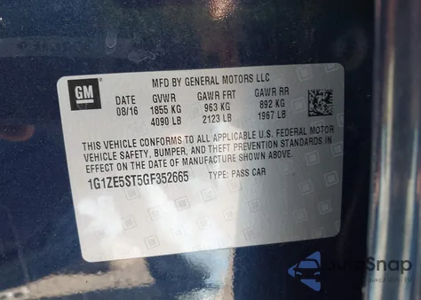 2016 Chevrolet Malibu 1Lt from USA, damaged, VIN 1G1ZE5ST5GF352665